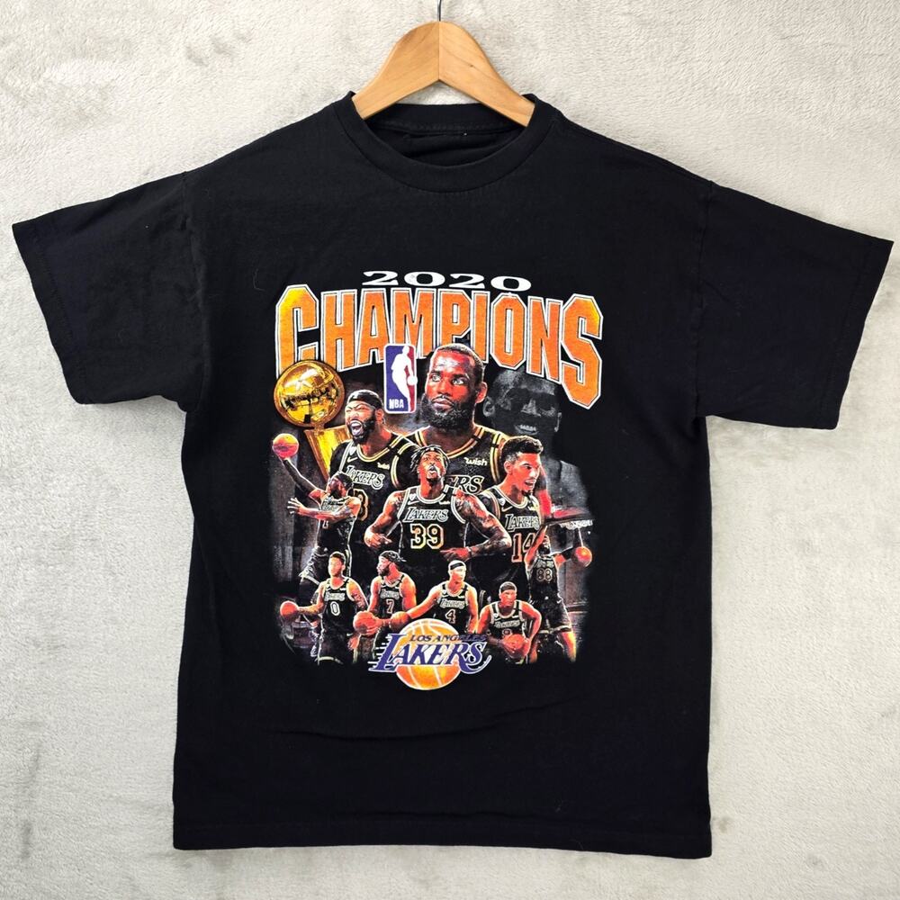 Los Angeles Lakers Shirt Mens Medium Black 2020 Champions LeBron Double-sided